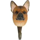 KLEIDERHAKEN SCHÄFERHUND Garderobe Wandhaken massiv Landhaus Vintage handgeschnitzt und handbemalt Holz und Metall-Haken 11cm hoch
