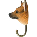 KLEIDERHAKEN SCHÄFERHUND Garderobe Wandhaken massiv Landhaus Vintage handgeschnitzt und handbemalt Holz und Metall-Haken 11cm hoch