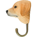 KLEIDERHAKEN GOLDEN RETRIEVER Hund Garderobe Wandhaken massiv Landhaus Vintage handgeschnitzt und handbemalt Holz und Metall-Haken 11cm hoch