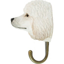 KLEIDERHAKEN PUDEL Hund Garderobe Wandhaken massiv Landhaus Vintage handgeschnitzt und handbemalt Holz und Metall-Haken 11,5cm hoch