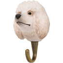 KLEIDERHAKEN PUDEL Hund Garderobe Wandhaken massiv Landhaus Vintage handgeschnitzt und handbemalt Holz und Metall-Haken 11,5cm hoch