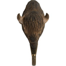 KLEIDERHAKEN BISON Garderobe Wandhaken massiv Landhaus Vintage handgeschnitzt und handbemalt Holz und Metall-Haken 13cm hoch