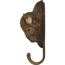 KLEIDERHAKEN BISON Garderobe Wandhaken massiv Landhaus Vintage handgeschnitzt und handbemalt Holz und Metall-Haken 13cm hoch