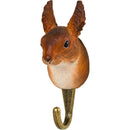 KLEIDERHAKEN EICHHÖRNCHEN braun Garderobe Wandhaken massiv Landhaus Vintage handgeschnitzt und handbemalt Holz und Metall-Haken 13,1cm hoch