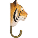 KLEIDERHAKEN TIGER Garderobe Wandhaken massiv Landhaus Vintage handgeschnitzt und handbemalt Holz und Metall-Haken 11cm hoch