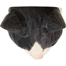 KLEIDERHAKEN KATZE schwarz-weiß Garderobe Wandhaken massiv Landhaus Vintage handgeschnitzt und handbemalt Holz und Metall-Haken 11cm hoch