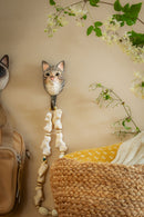 KLEIDERHAKEN KATZE grau Garderobe Wandhaken massiv Landhaus Vintage handgeschnitzt und handbemalt Holz und Metall-Haken 11cm hoch