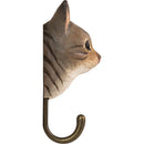 KLEIDERHAKEN KATZE grau Garderobe Wandhaken massiv Landhaus Vintage handgeschnitzt und handbemalt Holz und Metall-Haken 11cm hoch