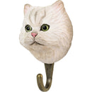 KLEIDERHAKEN PERSISCHE KATZE weiß Garderobe Wandhaken massiv Landhaus Vintage handgeschnitzt und handbemalt Holz und Metall-Haken 11,7cm hoch