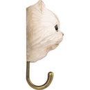 KLEIDERHAKEN PERSISCHE KATZE weiß Garderobe Wandhaken massiv Landhaus Vintage handgeschnitzt und handbemalt Holz und Metall-Haken 11,7cm hoch