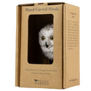 KLEIDERHAKEN SCHNEEEULE Garderobe Wandhaken massiv Landhaus Vintage handgeschnitzt und handbemalt Holz und Metall-Haken 11cm hoch