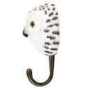 KLEIDERHAKEN SCHNEEEULE Garderobe Wandhaken massiv Landhaus Vintage handgeschnitzt und handbemalt Holz und Metall-Haken 11cm hoch