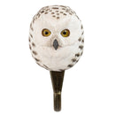 KLEIDERHAKEN SCHNEEEULE Garderobe Wandhaken massiv Landhaus Vintage handgeschnitzt und handbemalt Holz und Metall-Haken 11cm hoch