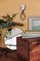 KLEIDERHAKEN SCHNEEEULE Garderobe Wandhaken massiv Landhaus Vintage handgeschnitzt und handbemalt Holz und Metall-Haken 11cm hoch