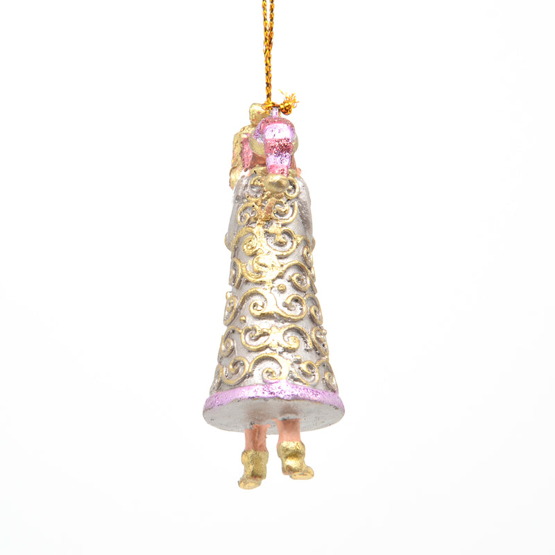 Kleiner Gabenträger Weihnachtsmann mit Geschenk mini Weihnachten Deko Hänger Christbaumschmuck 8 cm rosa-gold