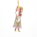 Kleiner Gabenträger Weihnachtsmann mit Geschenk mini Weihnachten Deko Hänger Christbaumschmuck 8 cm rosa-gold