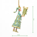 Kleiner Gabenträger Weihnachtsmann mit Geschenk türkis gold mini Weihnachten Deko Hänger Christbaumschmuck 8 cm