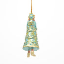 Kleiner Gabenträger Weihnachtsmann mit Geschenk türkis gold mini Weihnachten Deko Hänger Christbaumschmuck 8 cm