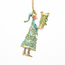 Kleiner Gabenträger Weihnachtsmann mit Geschenk türkis gold mini Weihnachten Deko Hänger Christbaumschmuck 8 cm