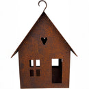 Vogelhaus Dekohaus mit Haken Futterstation Vogelfutter zum Aufhängen Metall Rost Deko 17x17x25cm