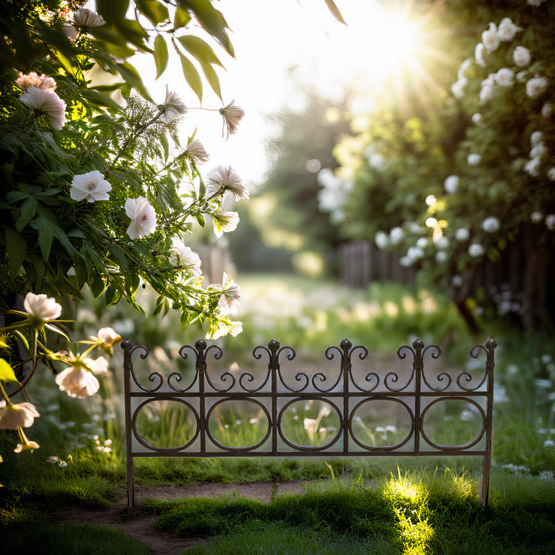 Beetzaun Zaun Zaunelement Gartenzaun Rankhilfe Stütze REZZI Pflanzen Metall Deko 32cm hoch x 81cm lang Rankgitter dunkelbraun patiniert