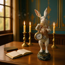 Kaminuhr Uhr zum Hinstellen Hase Kaninchen mit Uhr Standuhr Tischuhr 34,5 cm hoch gold beige