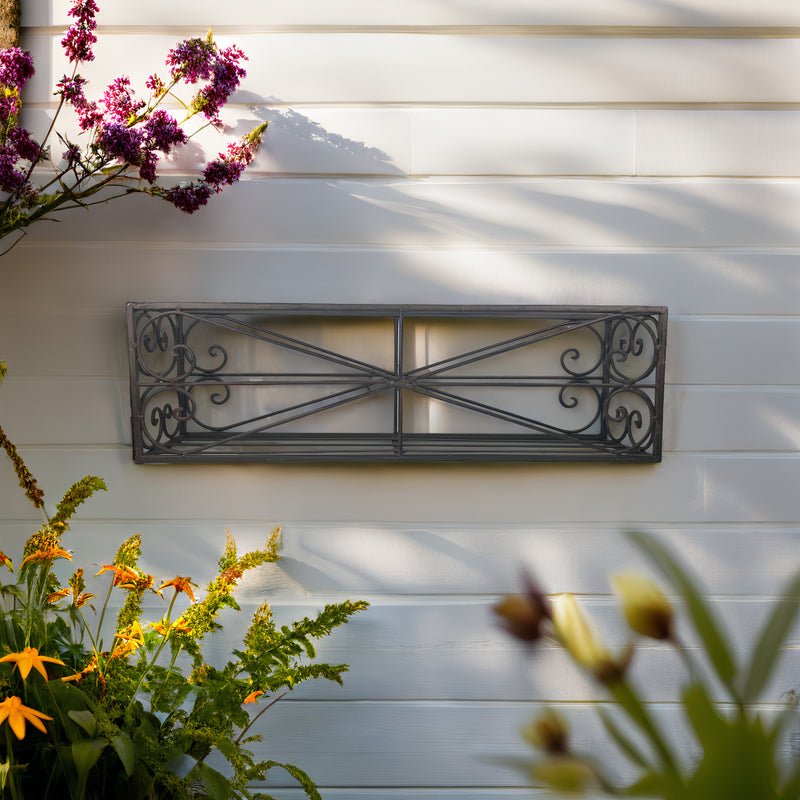 Blumenkasten OTTE Metall Blumenwandkorb H/B/T 18/60/16 cm Eisen, dunkelrostfarben lackiert zur Befestigung an der Außenwand Wandhalterung länglich rechteckig