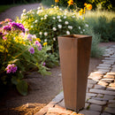 Pflanzgefäß Säule groß Kübel quadratisch konisch Metall mit Edelrost 77,5cm Gesamthöhe