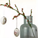 2-er Set Ostereier Eier aus Keramik mit Häschen (mit Korb und mit Blume) zum Aufhängen sortiert mit Bändchen weiß bunt Dekoeier Ostern Deko