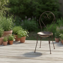 Dekorativer Pflanzstuhl Metallstuhl Stuhl zum Bepflanzen Vogeltränke in shabby-Look vintage H/B/T 89/42/52 cm Metall, dunkelbraun lackiert