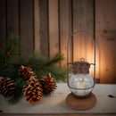 Laterne aus  Metall mit Edelrost mit abgerundetem Cracle Glas Kerzenhalter Rost Deko Leuchtfeuer Gartendeko Edelrost in zwei Größen