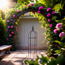 3-er Set Rankgitter Rankhilfe Obelisk m. Lilie schwarz lackiert Rankgerüst Metall Staudenhalter 55cm, 79cm und 100cm hoch