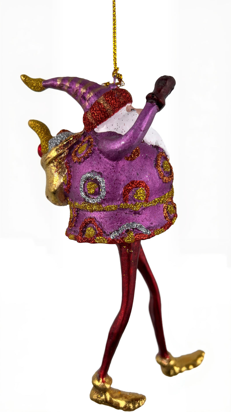 Weihnachtsmann Gabenträger Weihnachten Baumschmuck Figur Deko Hänger Christbaumschmuck 16 cm pink-rot mit Sack