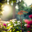 Blumenstecker Blumen Rost Deko Stecker Gartendeko Stab Beetstecker 3 Blüten 75cm hoch