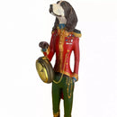 Kaminuhr Uhr zum Hinstellen Hund mit Uhr Standuhr Tischuhr 43 cm hoch rot grün schwarz