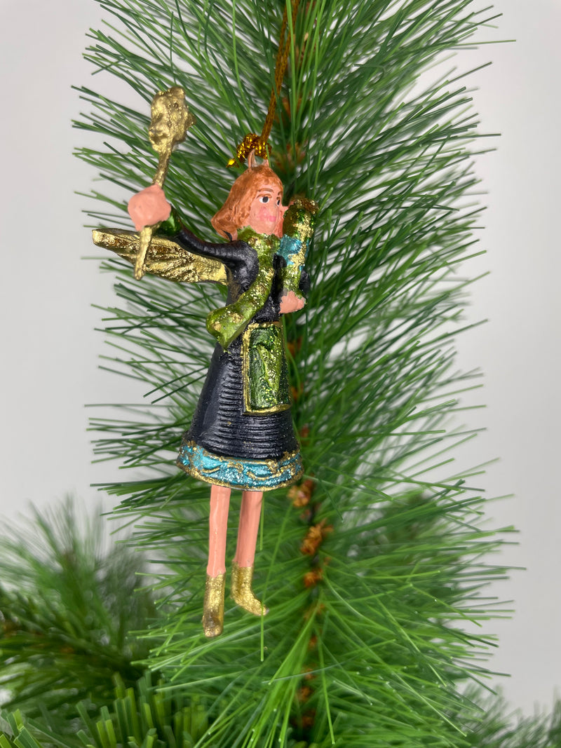 Kleiner Engel mit Geschenken und Stern mini Weihnachten Deko Hänger Christbaumschmuck 8 cm blau-grün