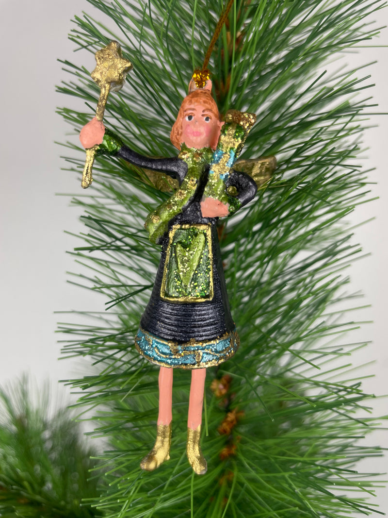 Kleiner Engel mit Geschenken und Stern mini Weihnachten Deko Hänger Christbaumschmuck 8 cm blau-grün