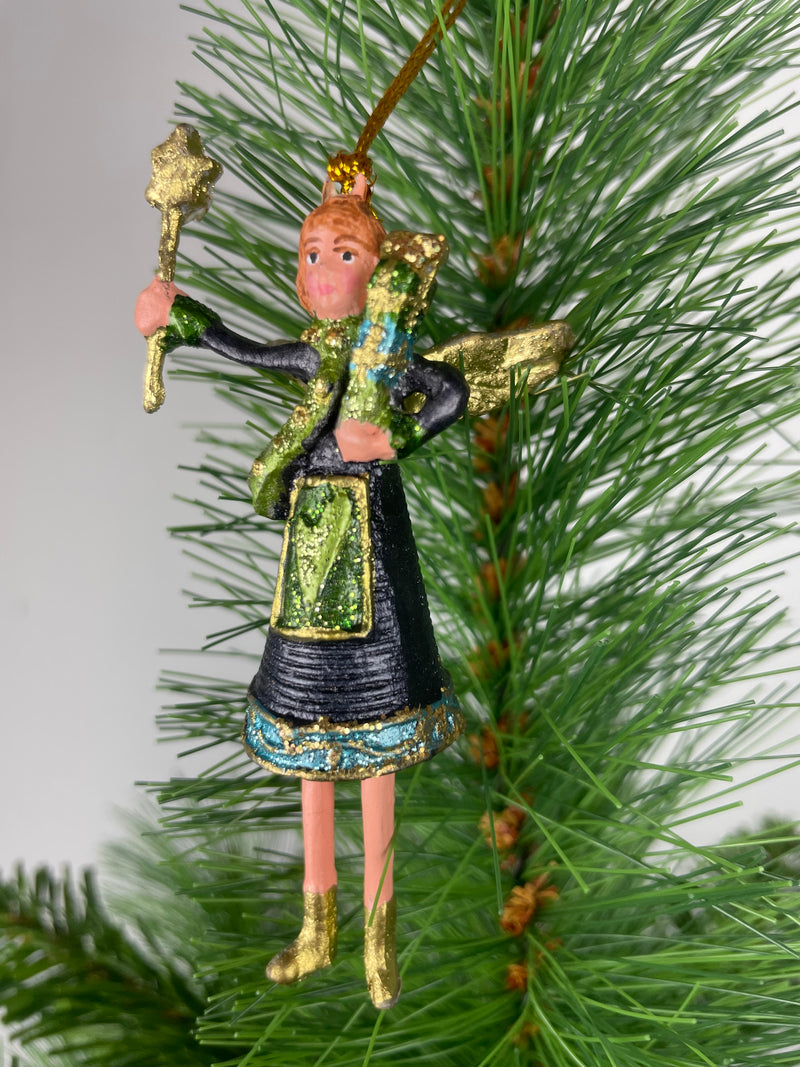 Kleiner Engel mit Geschenken und Stern mini Weihnachten Deko Hänger Christbaumschmuck 8 cm blau-grün