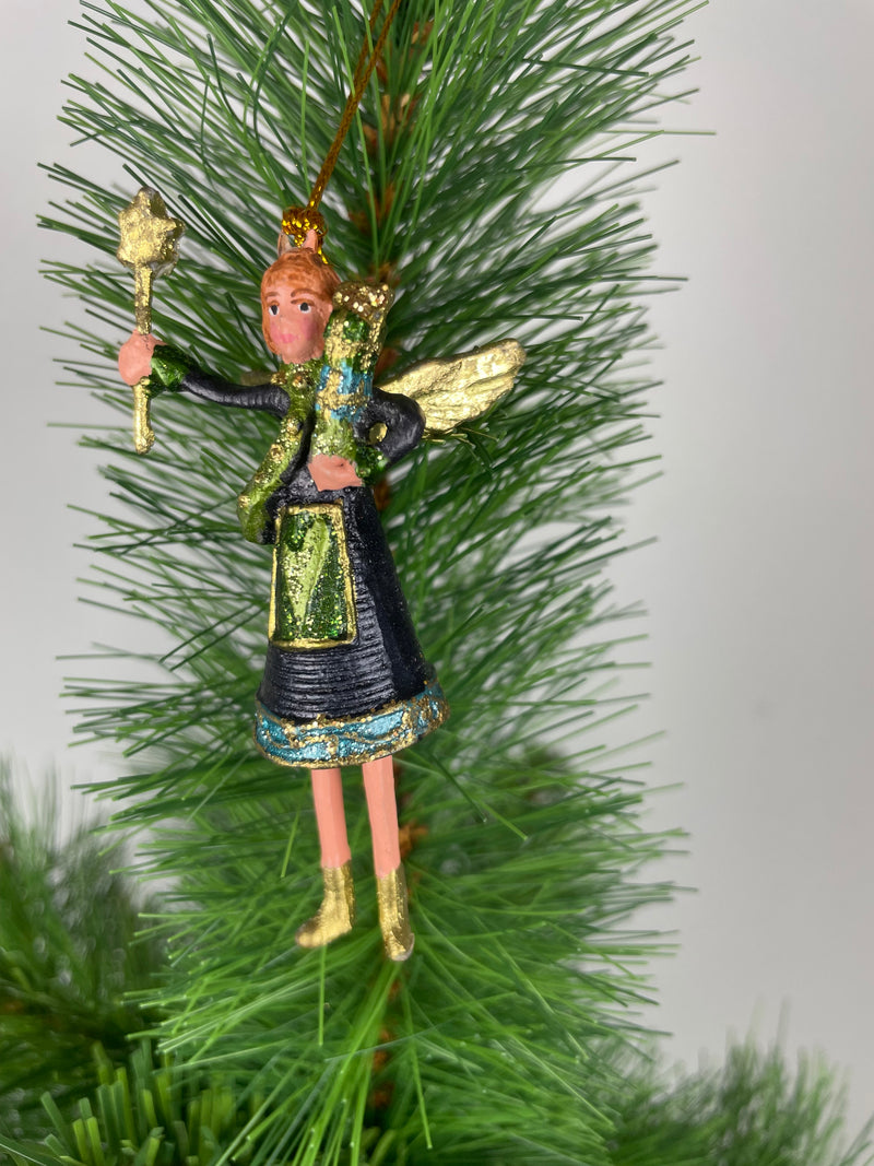 Kleiner Engel mit Geschenken und Stern mini Weihnachten Deko Hänger Christbaumschmuck 8 cm blau-grün