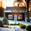 Deko Gartenstecker Stern mit silberner Kugel Stecker Bodenstecker Weihnachten Gartendeko Stab rost Beetstecker 29,5cm +100 cm Stab