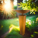 Säule quadratisch mit runder Schale aus Metall mit Edelrost zum Bepflanzen Blumenschale  Rost in drei Größen