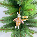 Hase mit Tablett altrosa gold kupfer Deko Hänger Ostern handbemalt Baumschmuck 12 cm