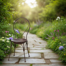 Dekorativer Pflanzstuhl Metallstuhl Stuhl zum Bepflanzen Vogeltränke in shabby-Look vintage H/B/T 89/42/52 cm Metall, dunkelbraun lackiert