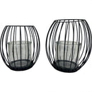 Laterne WENDY Kerzenhalter zum Hinstellen Metall schwarz mit Glaseinsatz Gartendeko in zwei Größen