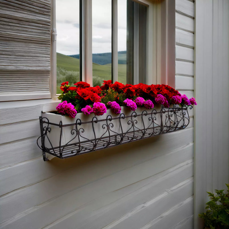 Blumenkasten CINTI Metall Blumenwandkorb H/B/T 25/118/28 cm Eisen, dunkelrostfarben lackiert zur Befestigung an der Außenwand Wandhalterung länglich rechteckig