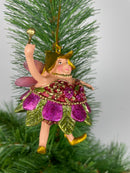 Pummelelfe Baumschmuck Figur Dicke Elfe mini Fee orientrot-grün Anhänger Ostern Frühling Weihnachten 8cm