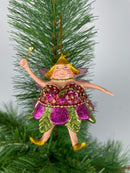 Pummelelfe Baumschmuck Figur Dicke Elfe mini Fee orientrot-grün Anhänger Ostern Frühling Weihnachten 8cm