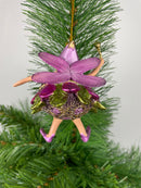 Pummelelfe Baumschmuck Figur Dicke Elfe mini Fee lila-grün Hänger Ostern Frühling Weihnachten 8cm