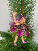 Pummelelfe Baumschmuck Figur Dicke Elfe mini Fee lila-grün Hänger Ostern Frühling Weihnachten 8cm