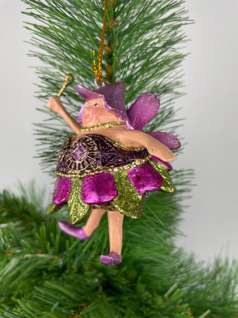 Pummelelfe Baumschmuck Figur Dicke Elfe mini Fee lila-grün Hänger Ostern Frühling Weihnachten 8cm